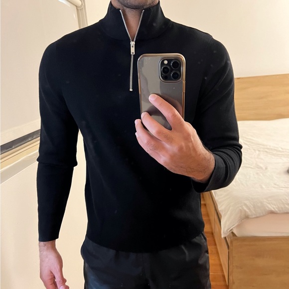 Sandro Paris Wool Sweater with Zipper Collar - Picture 5 of 16